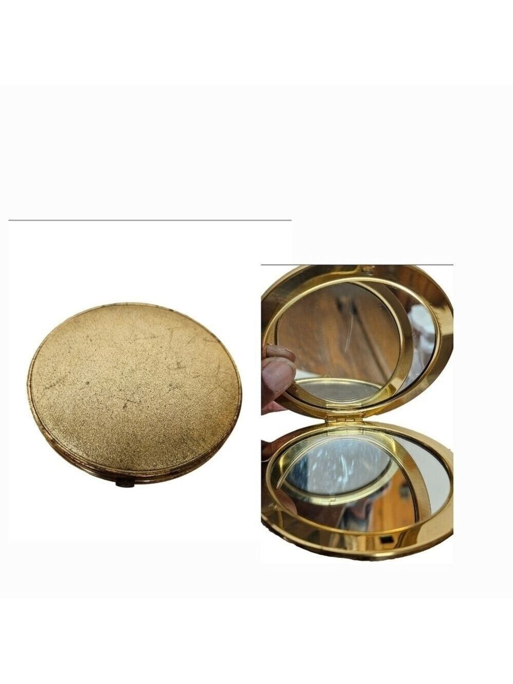 Vintage 60s Gold-tone Brass Dual Mirror Compact Case